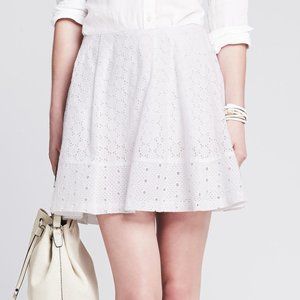Banana Republic white eyelet skater mini skirt